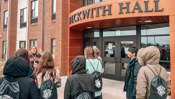 Students taking the tour around LMC campus.