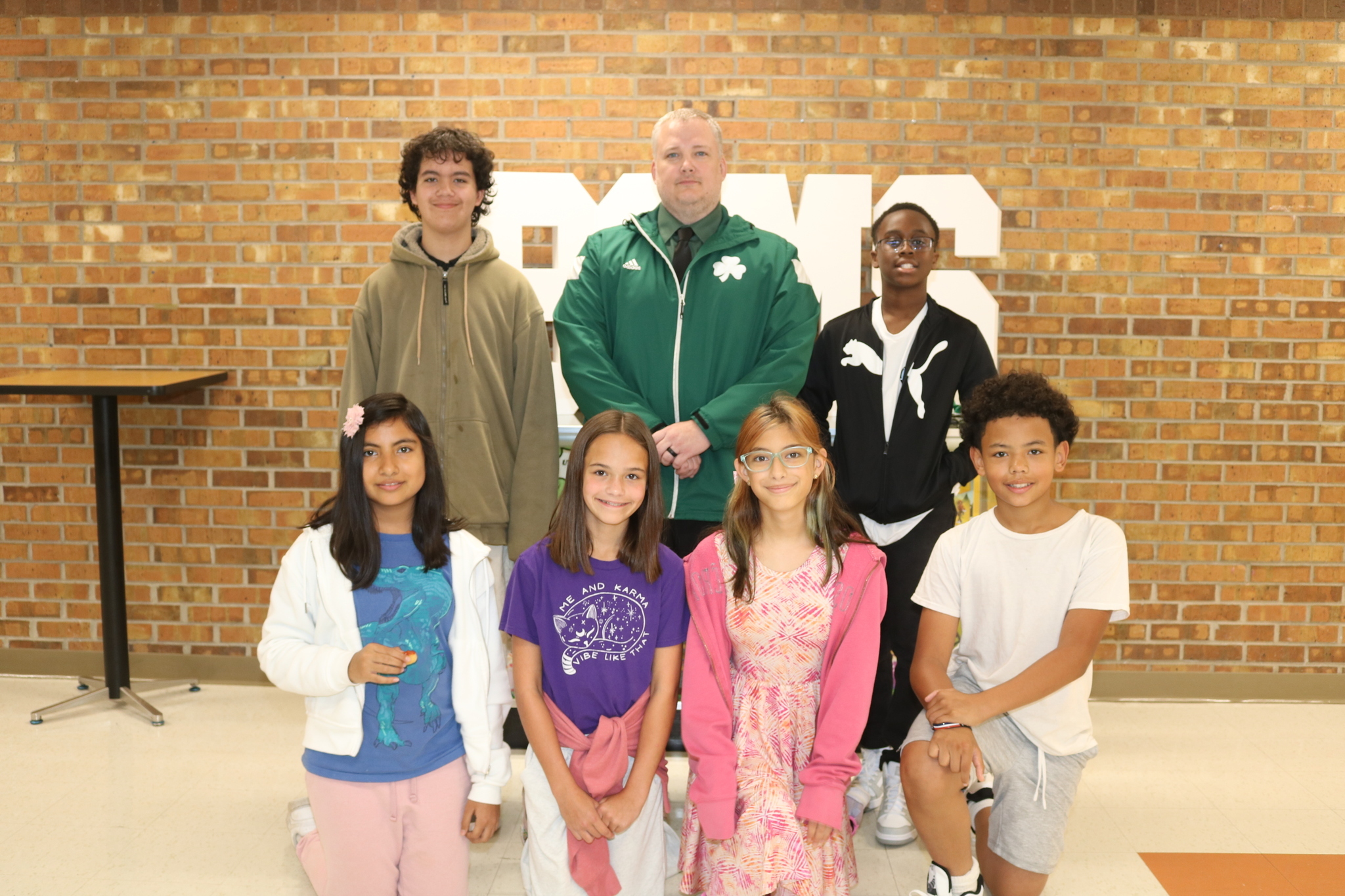 Middle School students with BSMS Principal Mr. Miller