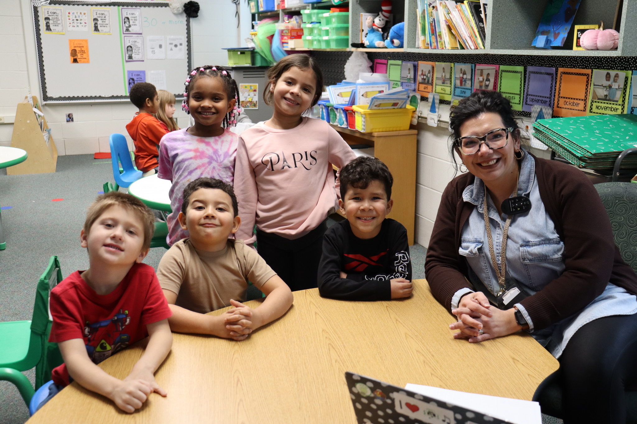 Mrs. Hoffman is joined by her Kindergarten students.